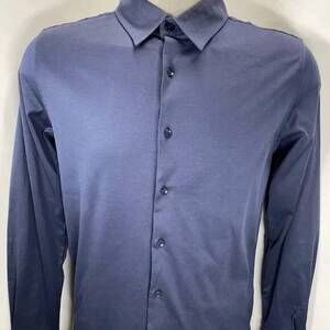 NEW ICON AMSTERDAM men’s the luxe button-up shirt in navy blue